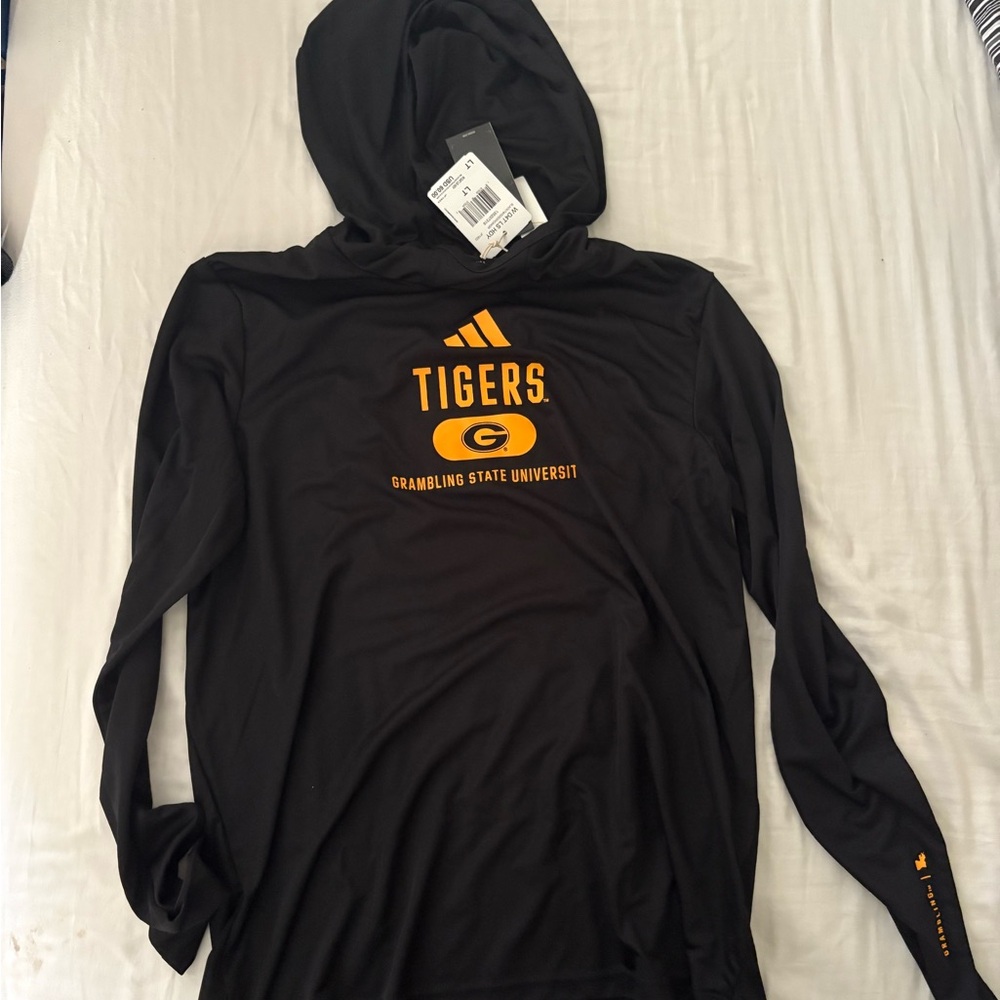 Adidas Black Hooded shirt with GSU Tigers Logo LARGE-TALL
